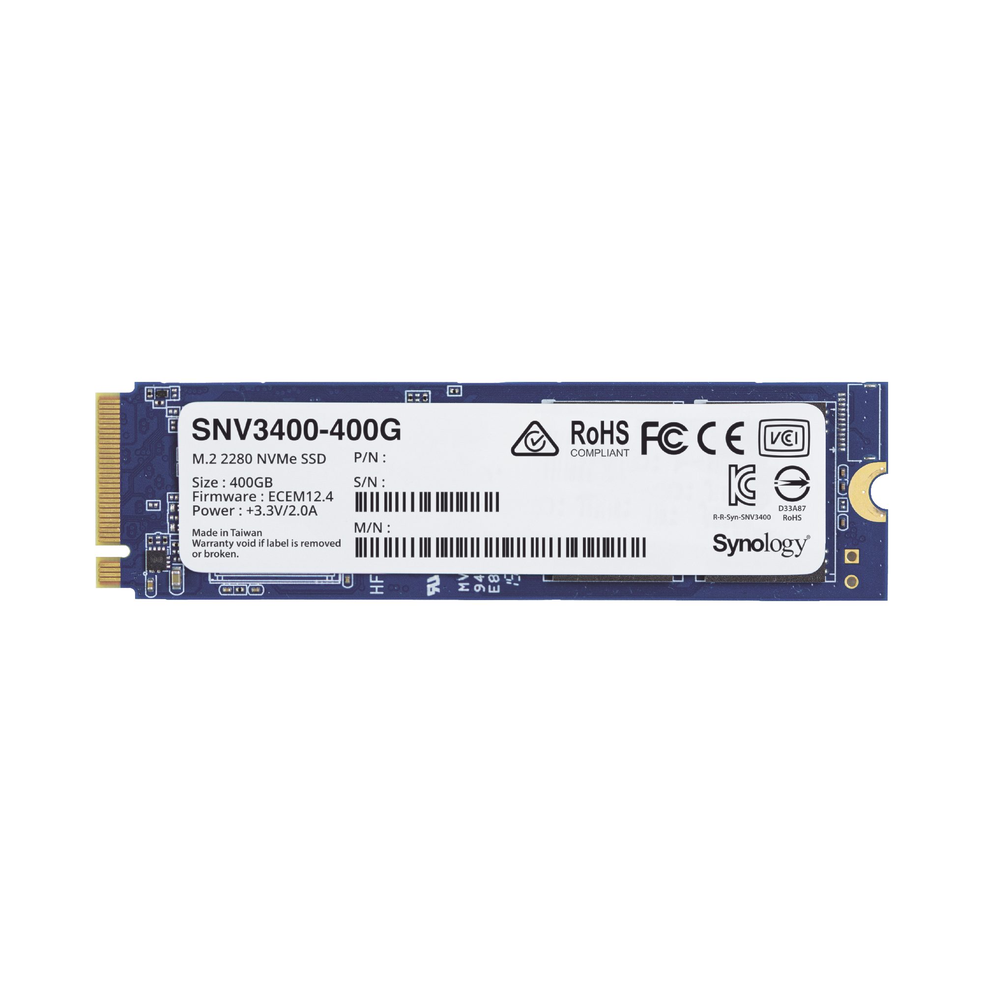 SSD 400GB NVMe M.2 2280, diseñada para Synology NAS con ranuras M.2 integradas