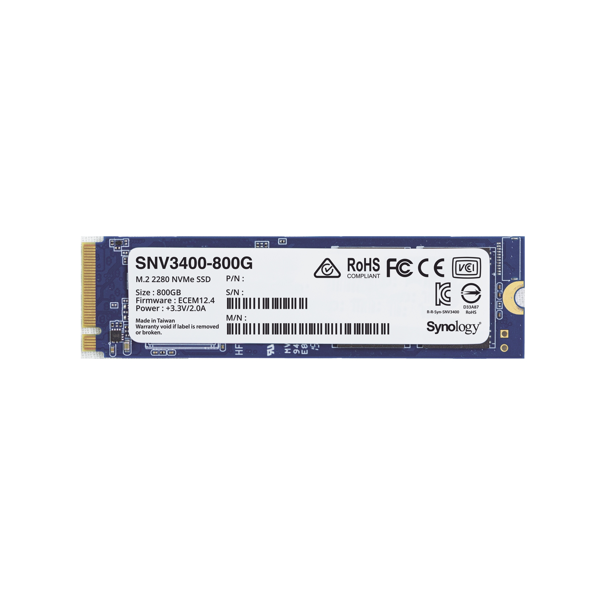 SSD 800GB NVMe M.2 2280, diseñada para Synology NAS con ranuras M.2 integradas