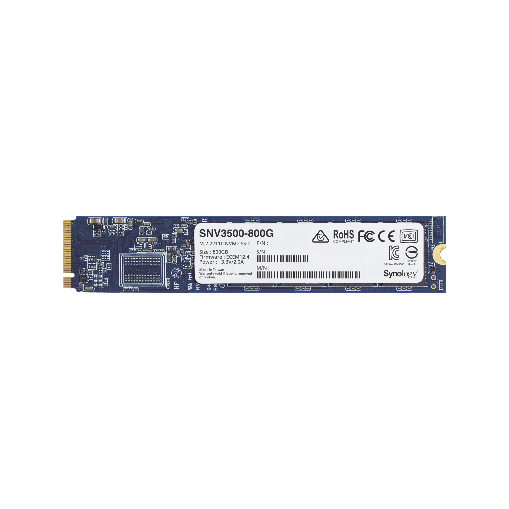 SSD 800GB NVMe M.2 22110, diseñada para Synology NAS con ranuras M.2 integradas