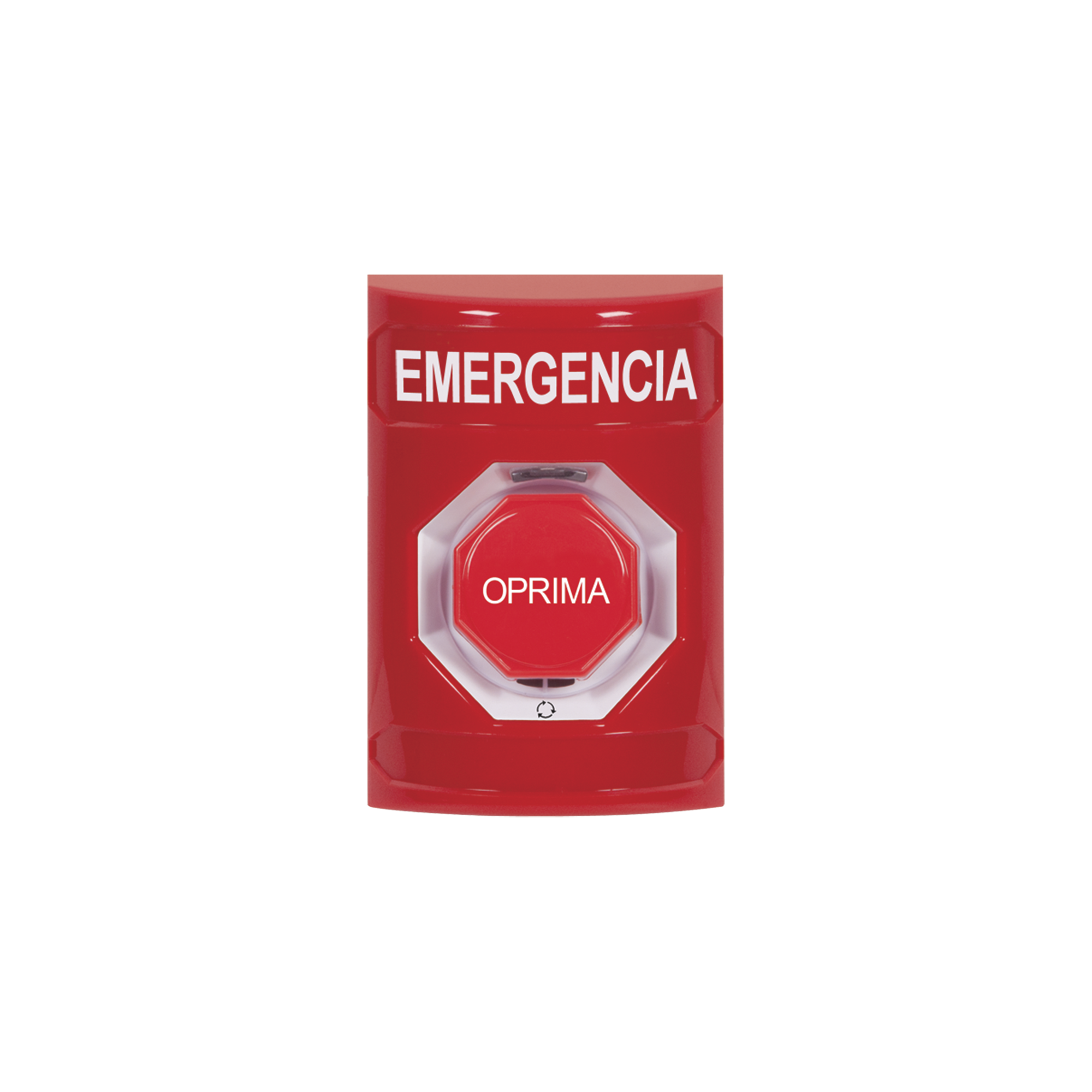 Botón de Emergencia en Español,  Color Rojo, Acción Mantenida, Girar para Restablecer y LED Multicolor