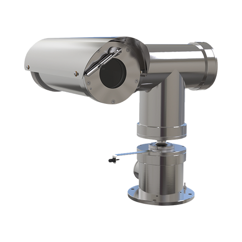 Camara IP PTZ  antiexplosion 2MP, 32X, IP68, WiseStream II / con wiper / acero inoxidable / conexión de fibra optica