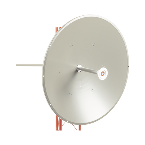 Antena altamente direccional / Distancia de hasta 100 km / Ganancia de 36 dBi / 4.9 - 6.5 GHz / Conectores N-Hembra / incluye montaje para torre y montaje estabilizador para fuertes vientos.