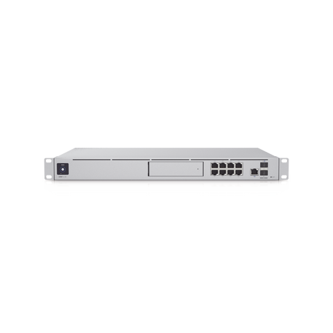 UniFi Dream Machine Special Edition, 8 puertos LAN RJ45 con POE, 1 LAN SFP+, 1 WAN 2.5G RJ45  y 1 WAN SFP+, 128 GB de memoria interna. Todas las aplicaciones UniFi integradas