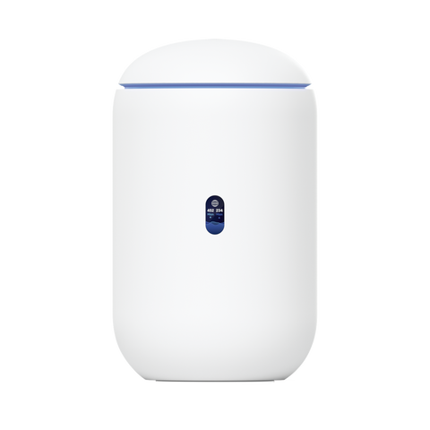 UniFi Dream Router con WiFi 6, 4 puertos LAN Gigabit de los cuales 2 son POE 802.3af. Todas las aplicaciones UniFi preinstaladas. Pantalla LCD