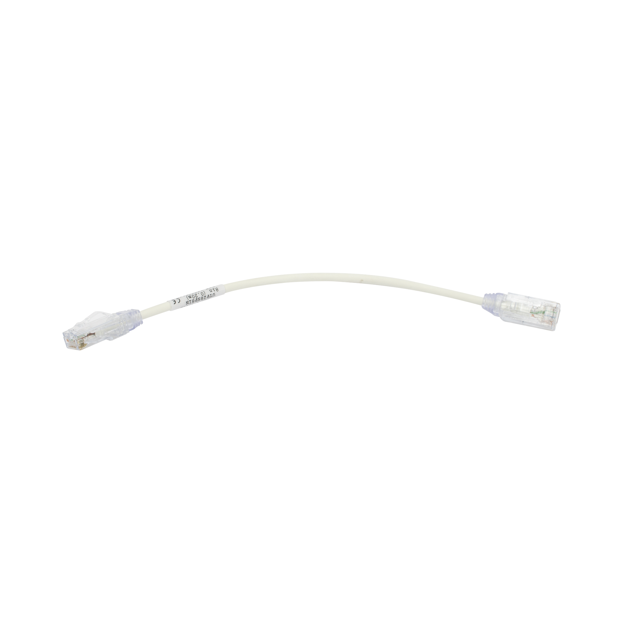 Cable de Parcheo TX6, UTP Cat6, Diámetro Reducido (28AWG), Color Blanco, 8in (20.2cm)