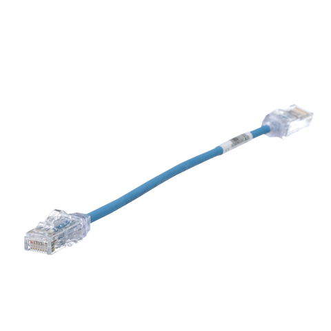 Cable de Parcheo TX6, UTP Cat6, Diámetro Reducido (28AWG), Color Azul, 8in (20.2cm)