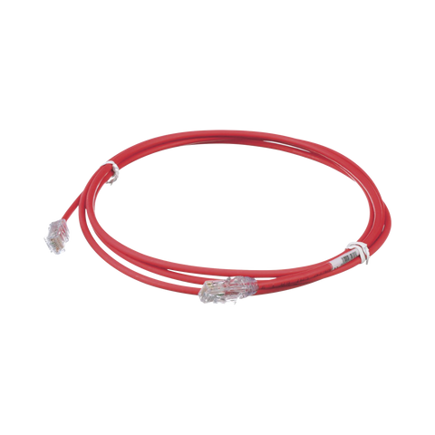 Cable de Parcheo UTP Cat6A, CM/LSZH, Diámetro Reducido (28AWG), Color Rojo, 7ft