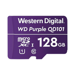 Memoria microSD de 128 GB PURPLE, Especializada Para Videovigilancia, 10 VECES MAYOR DURACIÓN, 3 AÑOS DE GARANTIA