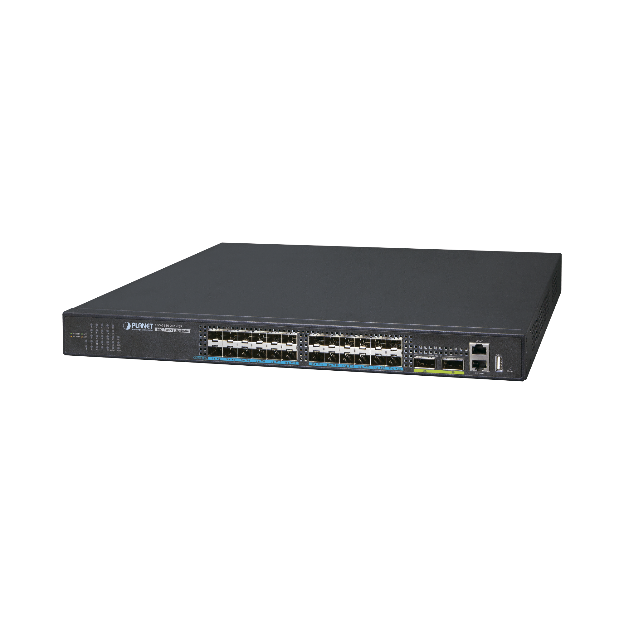 Switch Administrable Layer 2+ 24-Puertos 10G SFP+, 2-Port 40G QSFP+ Stackable