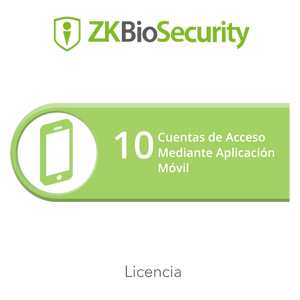 Licencia para ZKBiosecurity para 10 cuentas de acceso mediante aplicación móvil