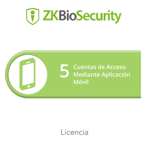 Licencia para ZKBiosecurity para 5 cuentas de acceso mediante aplicación móvil