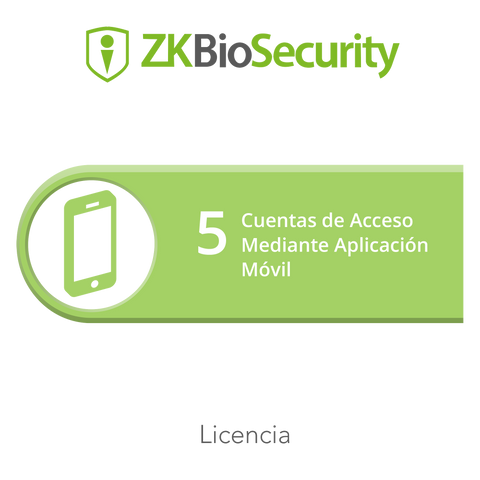 Licencia para ZKBiosecurity para 5 cuentas de acceso mediante aplicación móvil