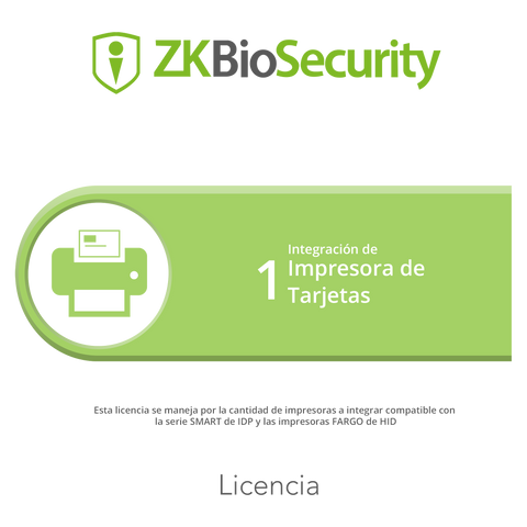 Licencia para ZKBiosecurity para integracion de 1 impresora de tarjetas