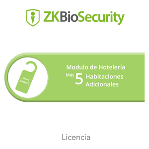 Licencia para ZKBiosecurity para modulo de hoteleria para 5 habitaciones adicionales