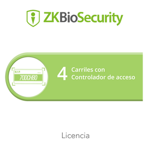 Licencia para ZKBiosecurity para modulo de estacionamiento de 4 carriles utilizando controlador de acceso