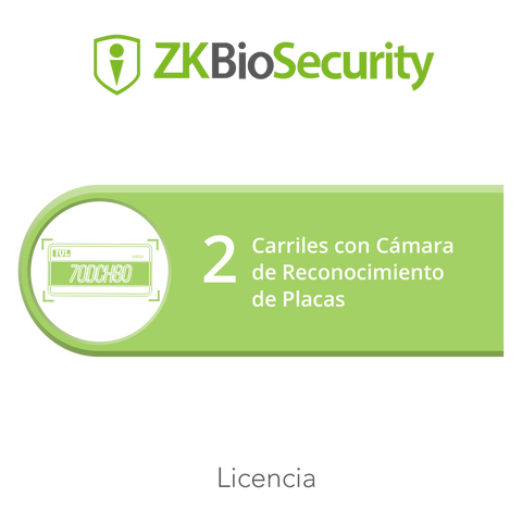 Licencia para ZKBiosecurity para modulo de estacionamiento de 2 carriles con camara de reconocimiento de placas