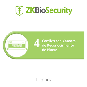 Licencia para ZKBiosecurity para modulo de estacionamiento de 4 carriles con camara de reconocimiento de placas