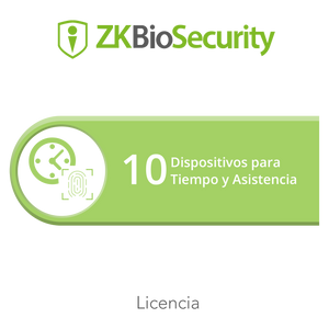 Licencia para ZKBiosecurity permite gestionar hasta 10 dispositivos para tiempo y asistencia