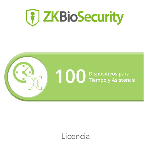 Licencia para ZKBiosecurity permite gestionar hasta 100 dispositivos para tiempo y asistencia