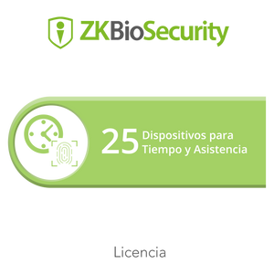 Licencia para ZKBiosecurity permite gestionar hasta 25 dispositivos para tiempo y asistencia